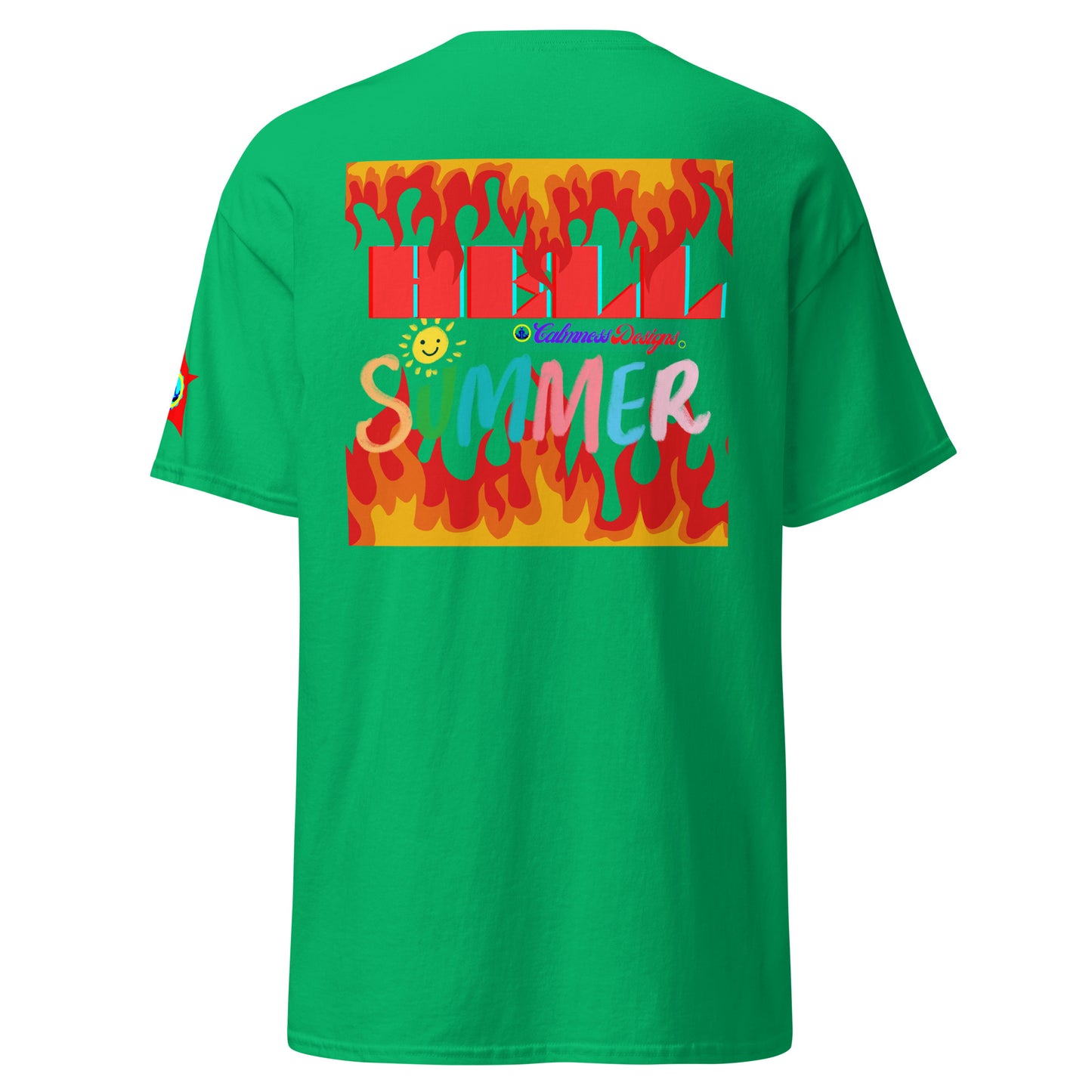 Fire Flame, Summer-Sunshine Face, HELL SUMMER, CALMNESS DESIGNS, Creative Designer's, Unisex classic tee