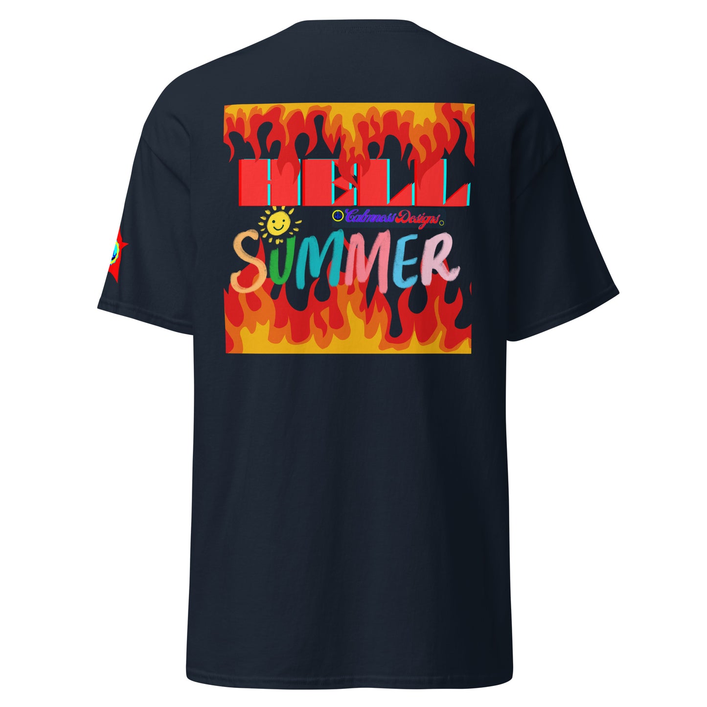 Fire Flame, Summer-Sunshine Face, HELL SUMMER, CALMNESS DESIGNS, Creative Designer's, Unisex classic tee
