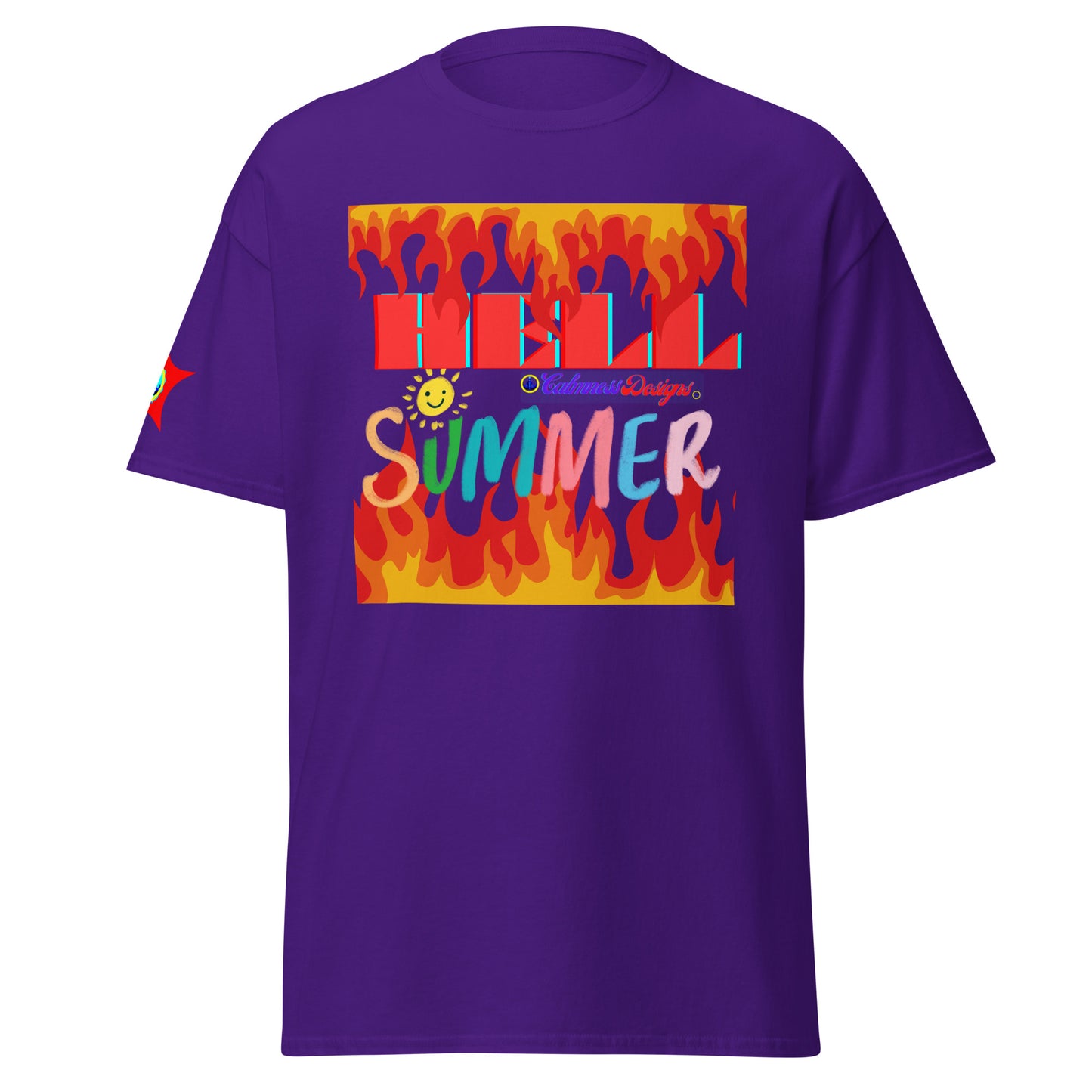 Fire Flame, Summer-Sunshine Face, HELL SUMMER, CALMNESS DESIGNS, Creative Designer's, Unisex classic tee