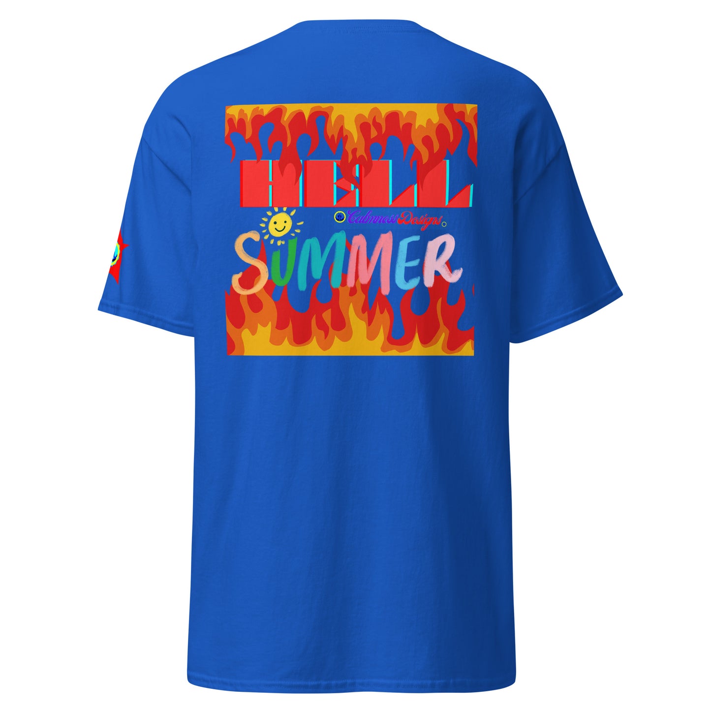 Fire Flame, Summer-Sunshine Face, HELL SUMMER, CALMNESS DESIGNS, Creative Designer's, Unisex classic tee