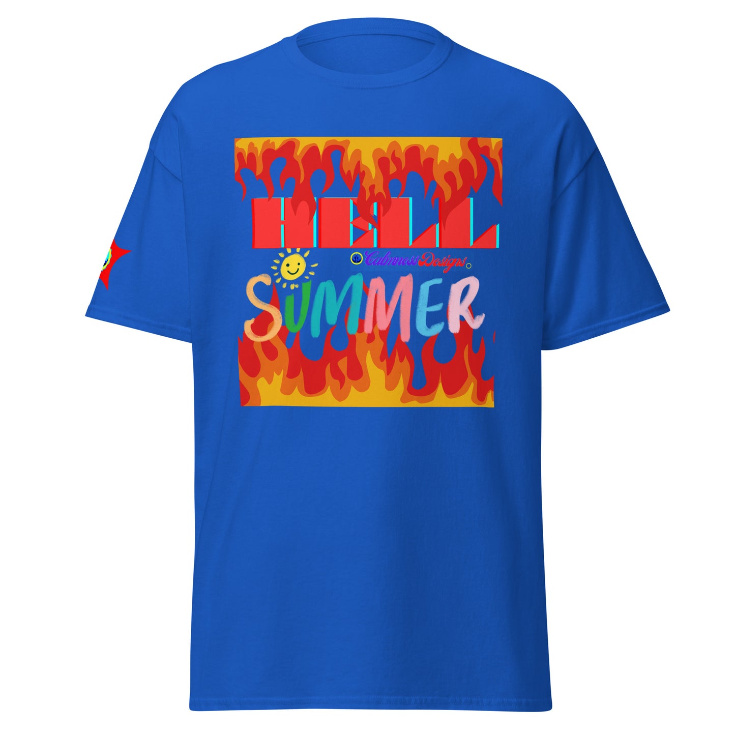 Fire Flame, Summer-Sunshine Face, HELL SUMMER, CALMNESS DESIGNS, Creative Designer's, Unisex classic tee