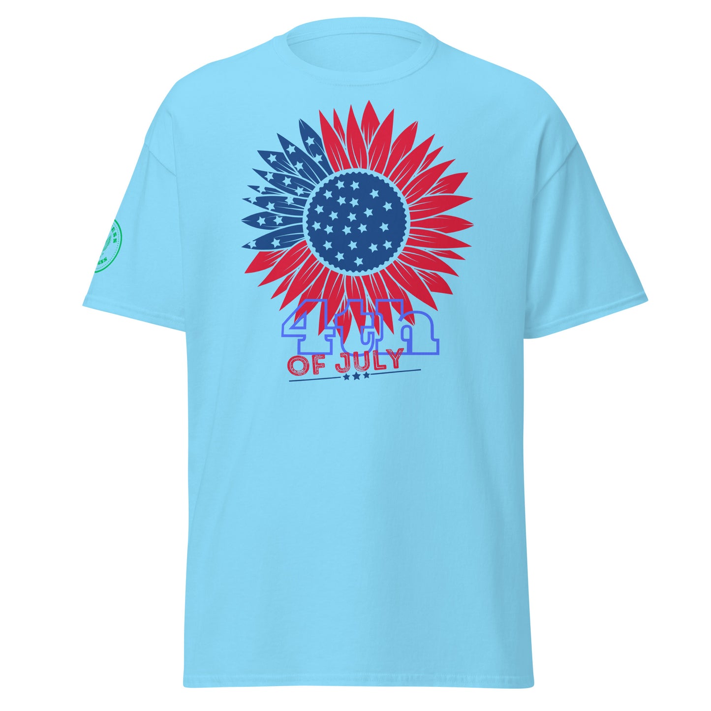 Red & Blue Sunflower Illustration 4TH JULY, USA, CALMNESS DESIGNS, Creative Designer's, Unisex classic tee