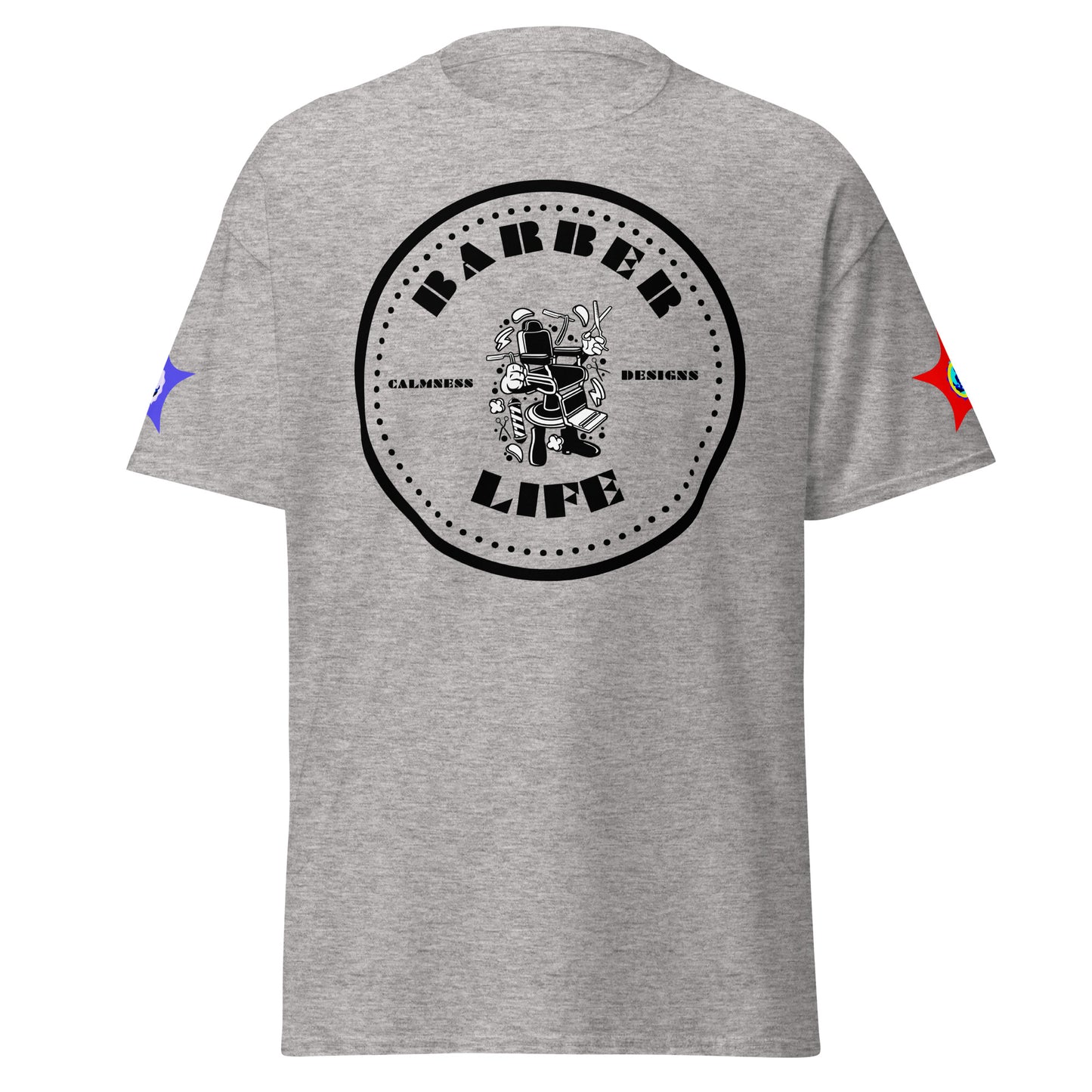 Minimalist Circle, Barber Life, Barber Chair, and Barbers Equipment's, CALMNESS DESIGNS, Creative Designer's, Unisex classic tee