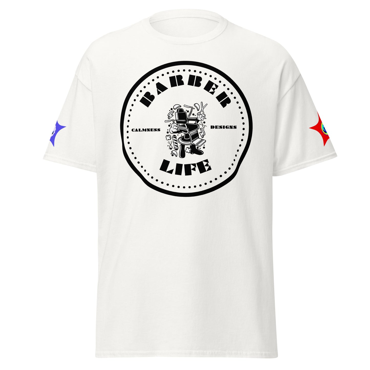 Minimalist Circle, Barber Life, Barber Chair, and Barbers Equipment's, CALMNESS DESIGNS, Creative Designer's, Unisex classic tee