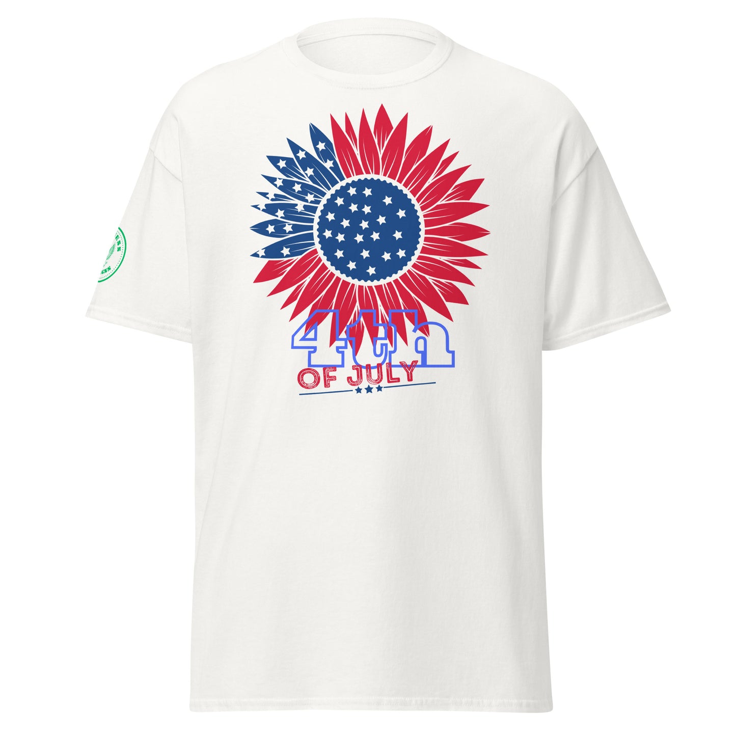 Red & Blue Sunflower Illustration 4TH JULY, USA, CALMNESS DESIGNS, Creative Designer's, Unisex classic tee