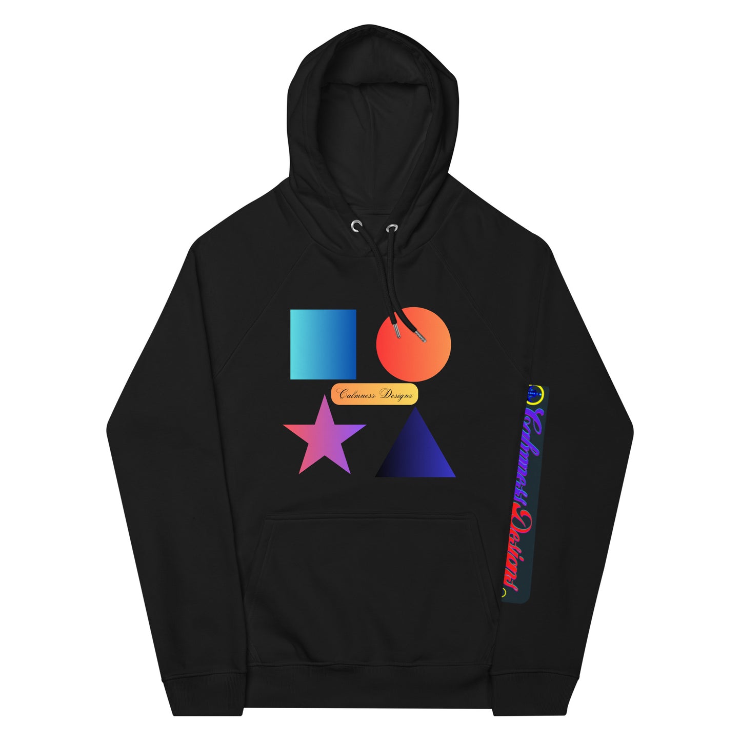 Square, Triangle, Circle, Star, Calmness Designs, Creative Designs, Unisex eco raglan hoodie