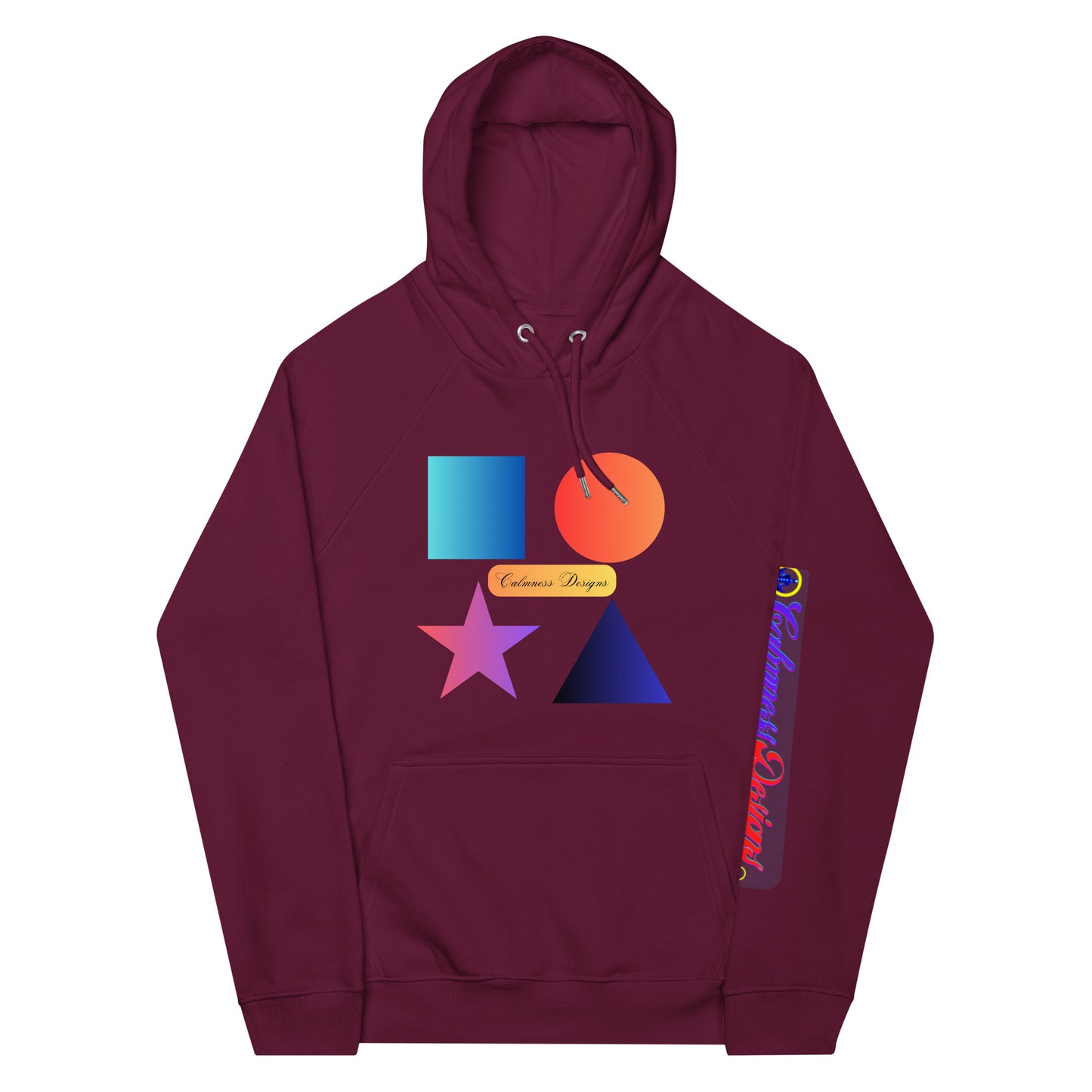 Square, Triangle, Circle, Star, Calmness Designs, Creative Designs, Unisex eco raglan hoodie