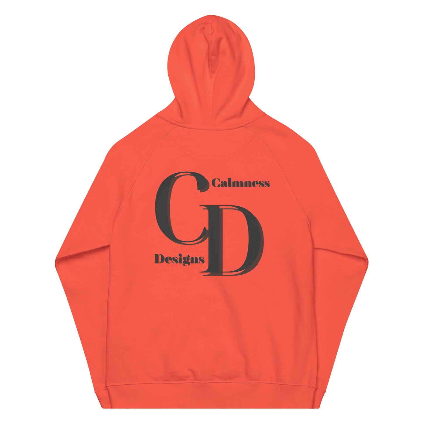 Logo CALMNESS DESIGNS, (C D), Calmness Designs, Creative Designs, Unisex eco raglan hoodie
