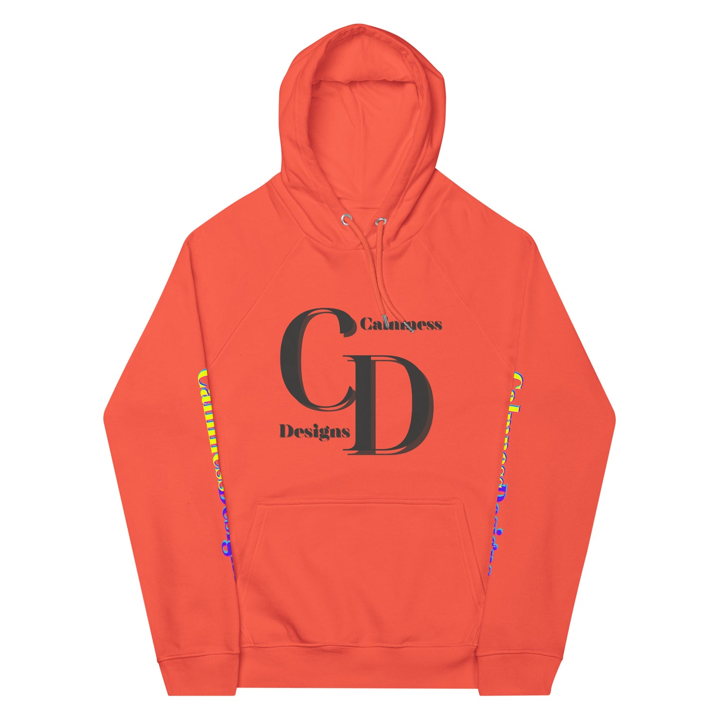 Logo CALMNESS DESIGNS, (C D), Calmness Designs, Creative Designs, Unisex eco raglan hoodie