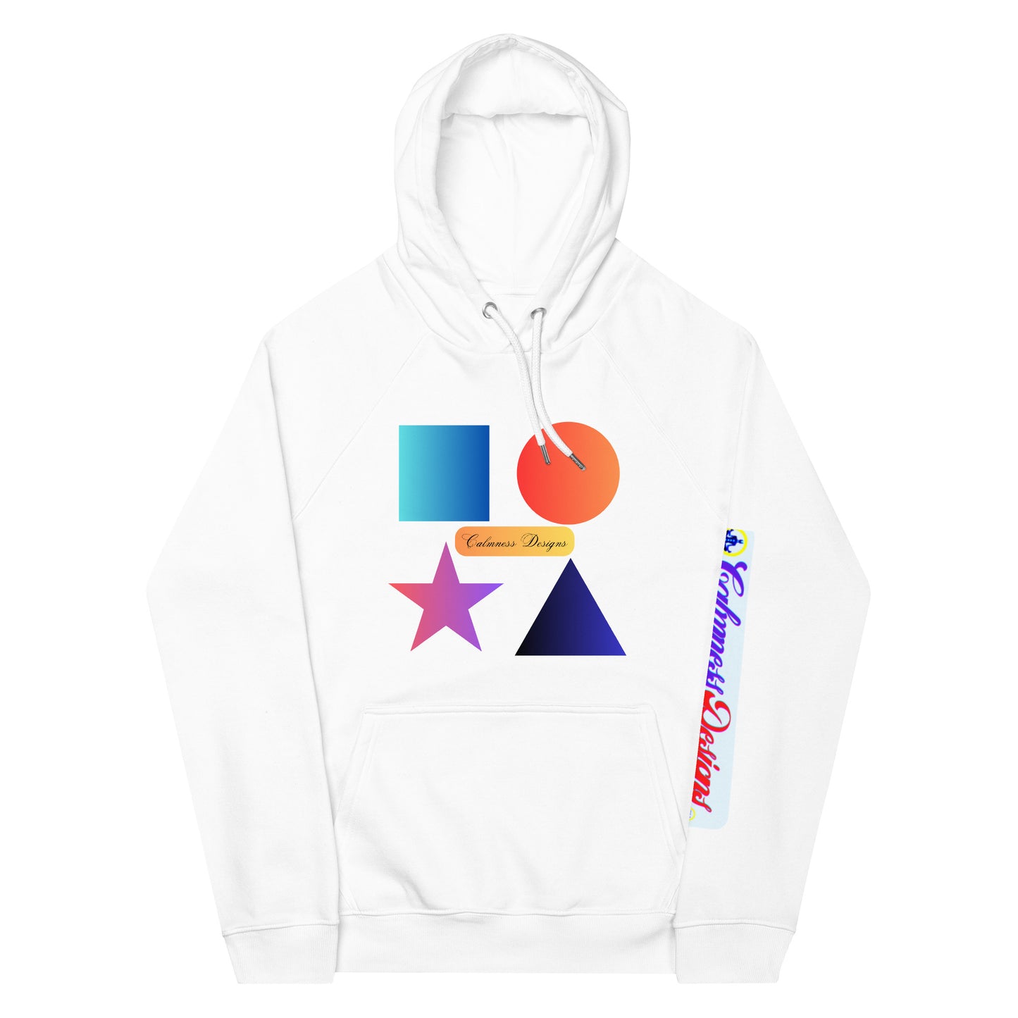 Square, Triangle, Circle, Star, Calmness Designs, Creative Designs, Unisex eco raglan hoodie
