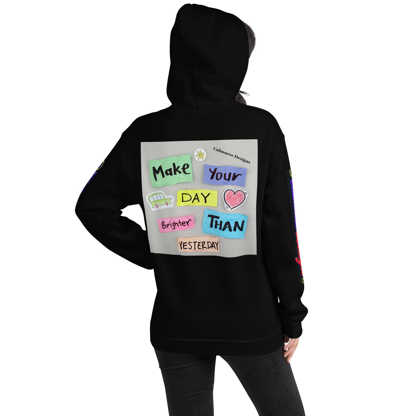 Make Your Day Brighter Than Yesterday, (BUS, HEART), Calmness Designs, Creative Designs, Unisex Hoodie