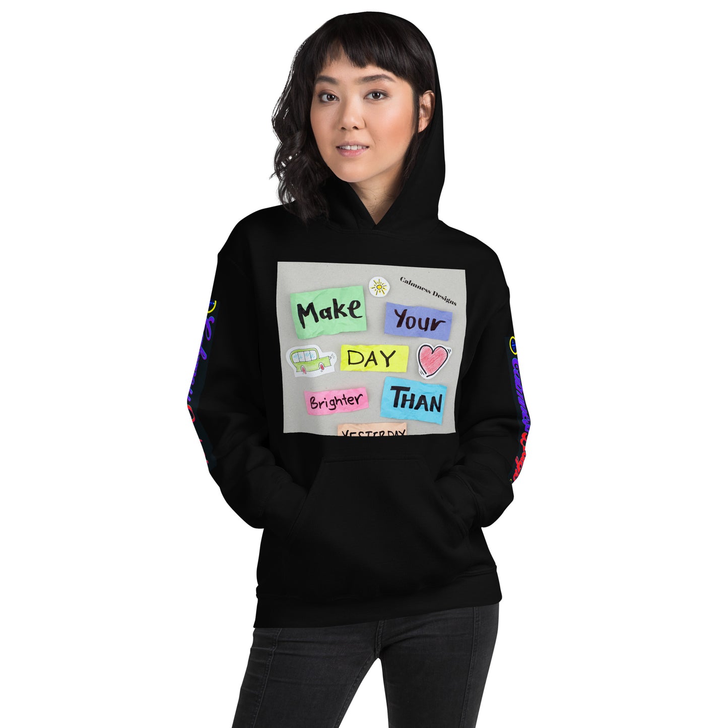 Make Your Day Brighter Than Yesterday, (BUS, HEART), Calmness Designs, Creative Designs, Unisex Hoodie