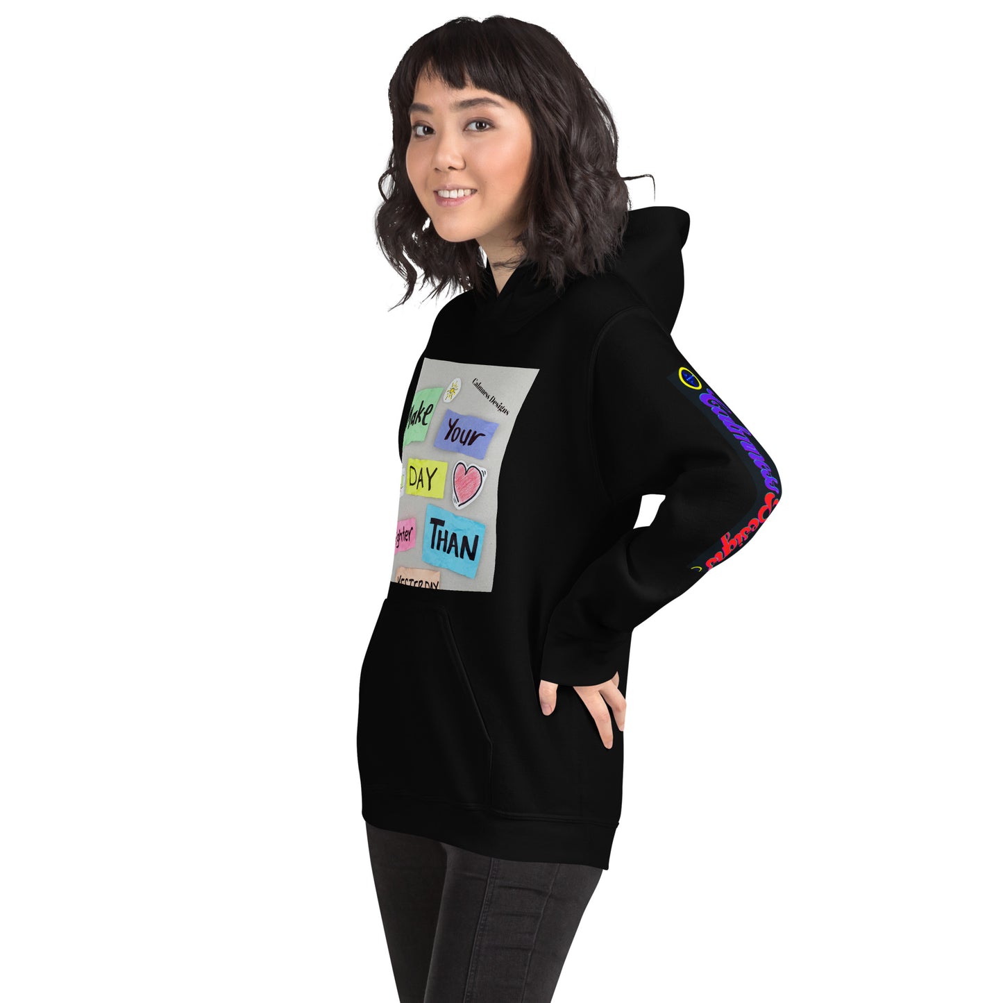 Make Your Day Brighter Than Yesterday, (BUS, HEART), Calmness Designs, Creative Designs, Unisex Hoodie