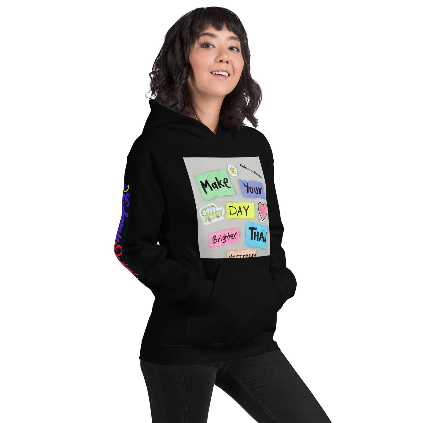 Make Your Day Brighter Than Yesterday, (BUS, HEART), Calmness Designs, Creative Designs, Unisex Hoodie