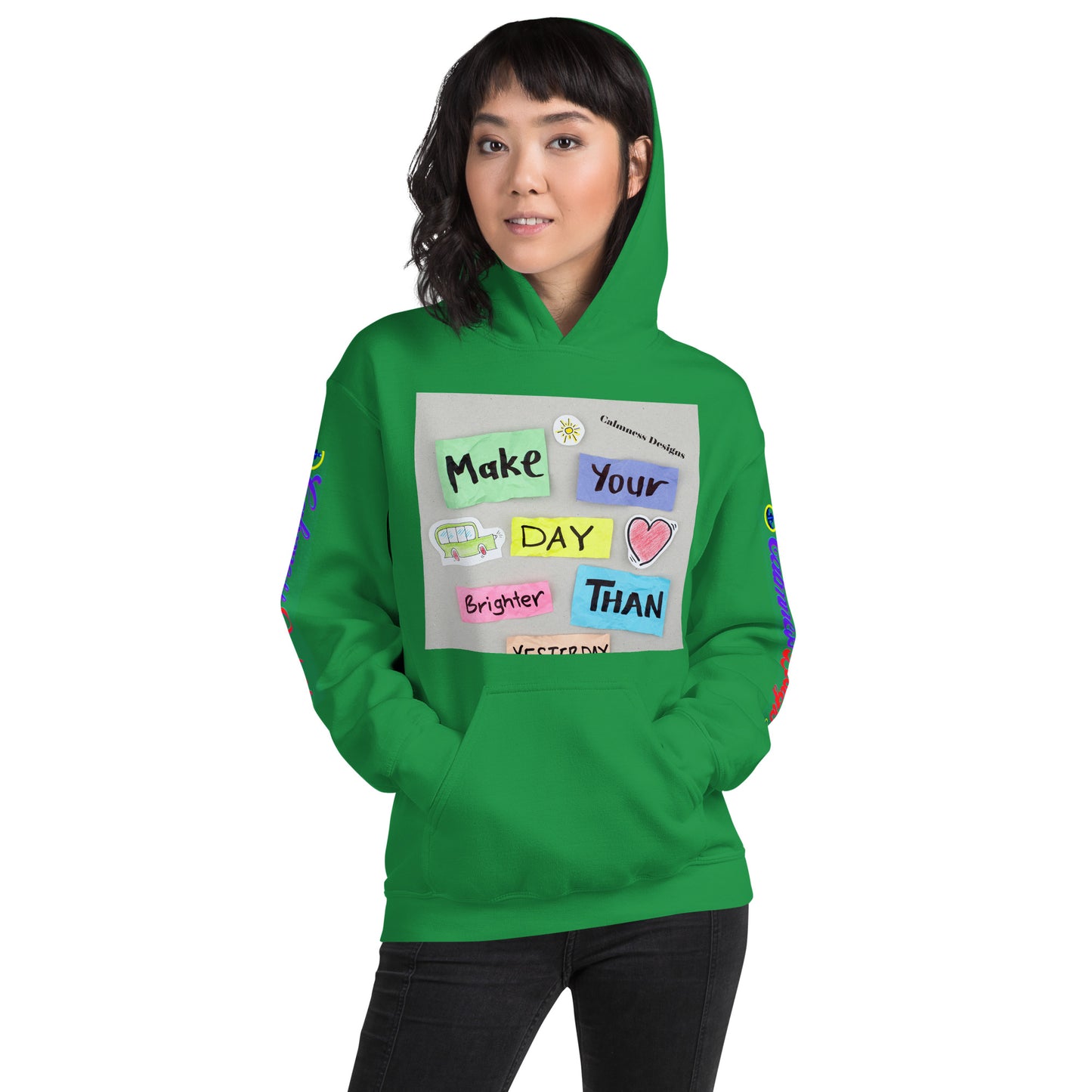 Make Your Day Brighter Than Yesterday, (BUS, HEART), Calmness Designs, Creative Designs, Unisex Hoodie
