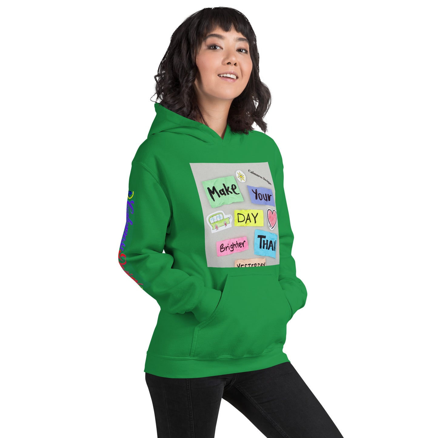 Make Your Day Brighter Than Yesterday, (BUS, HEART), Calmness Designs, Creative Designs, Unisex Hoodie
