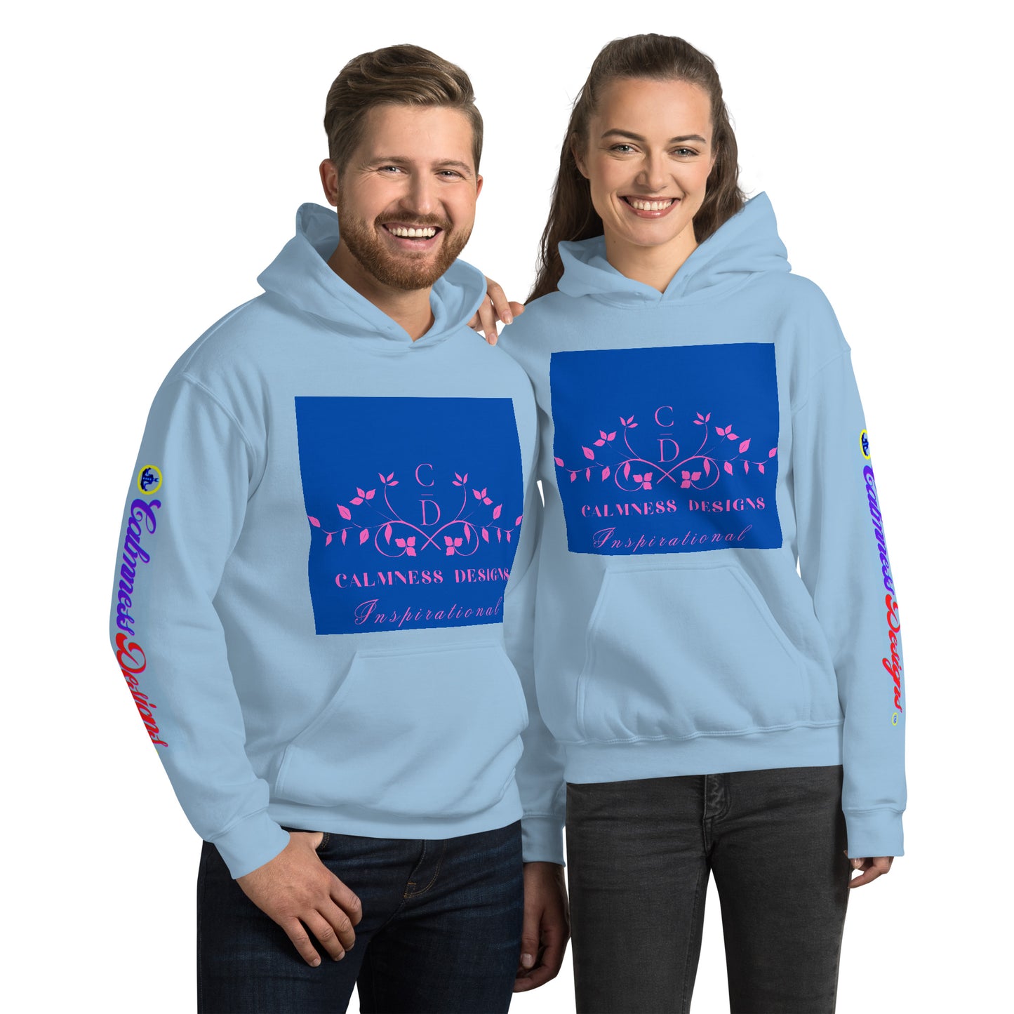 Ivory Pink Traditional Couple Monogram Wedding Logo, Calmness Designs, Creative Designs, Unisex Hoodie
