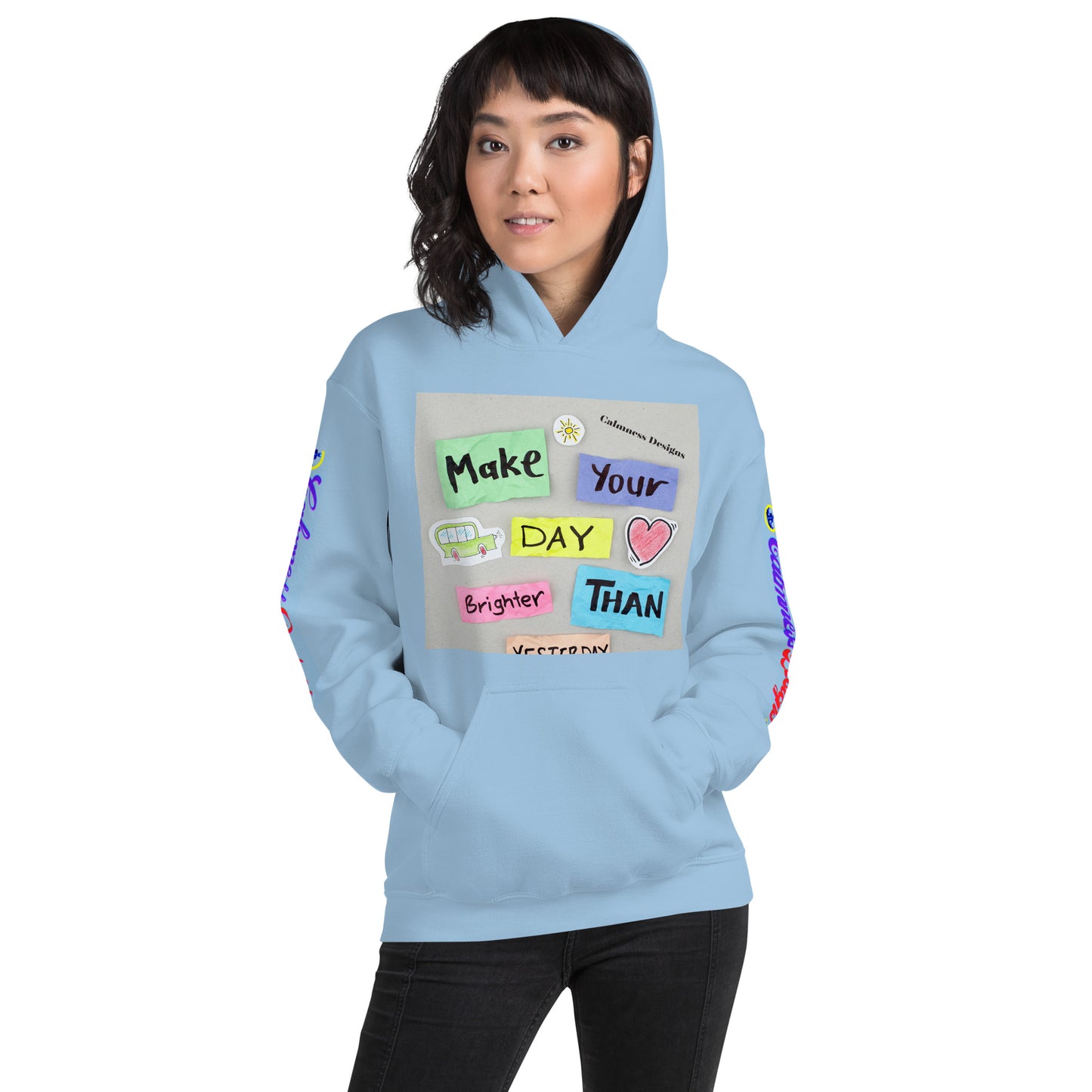 Make Your Day Brighter Than Yesterday, (BUS, HEART), Calmness Designs, Creative Designs, Unisex Hoodie