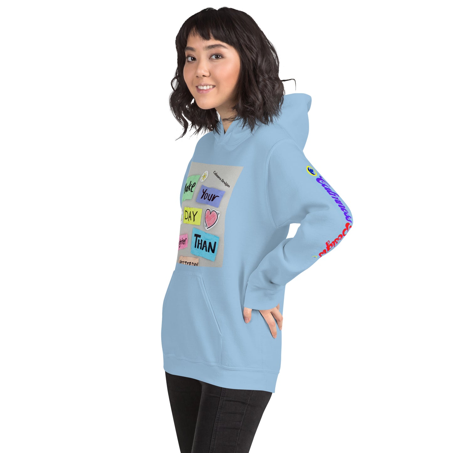 Make Your Day Brighter Than Yesterday, (BUS, HEART), Calmness Designs, Creative Designs, Unisex Hoodie