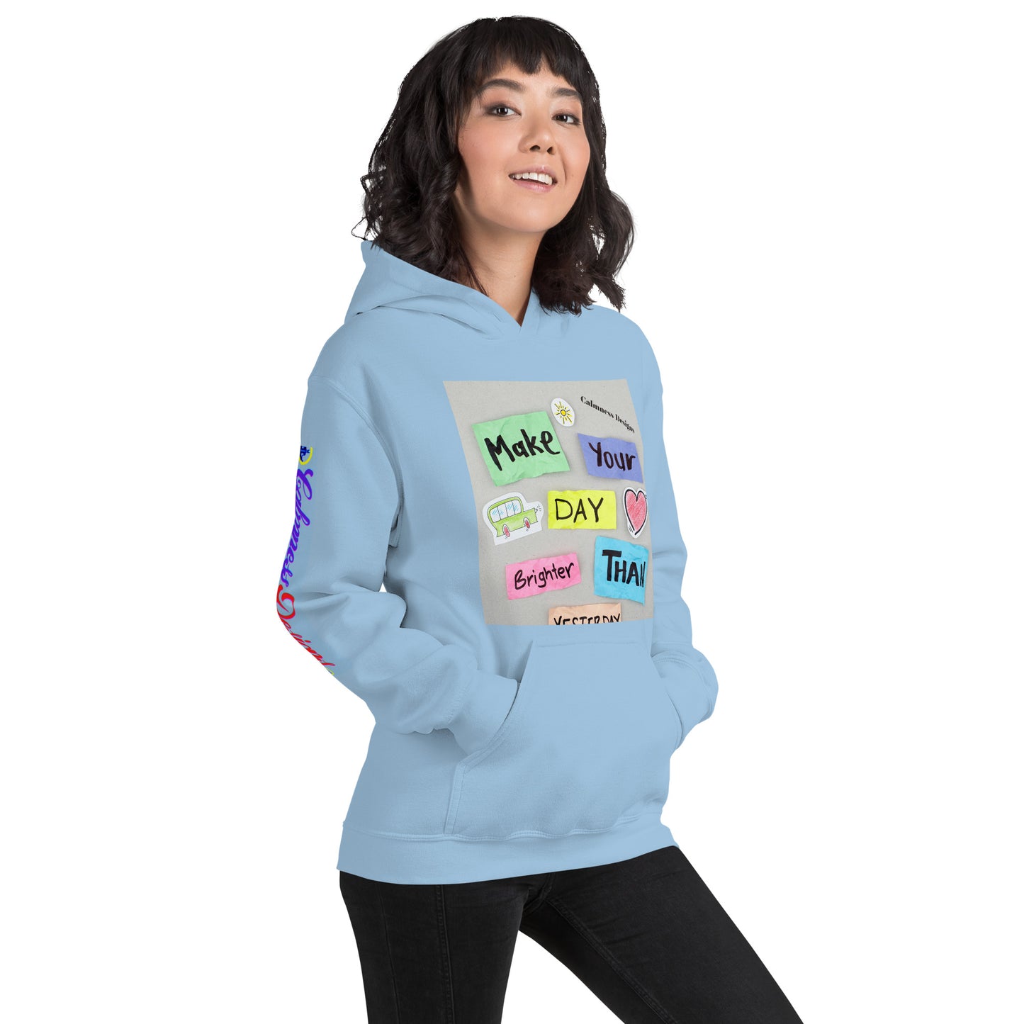 Make Your Day Brighter Than Yesterday, (BUS, HEART), Calmness Designs, Creative Designs, Unisex Hoodie