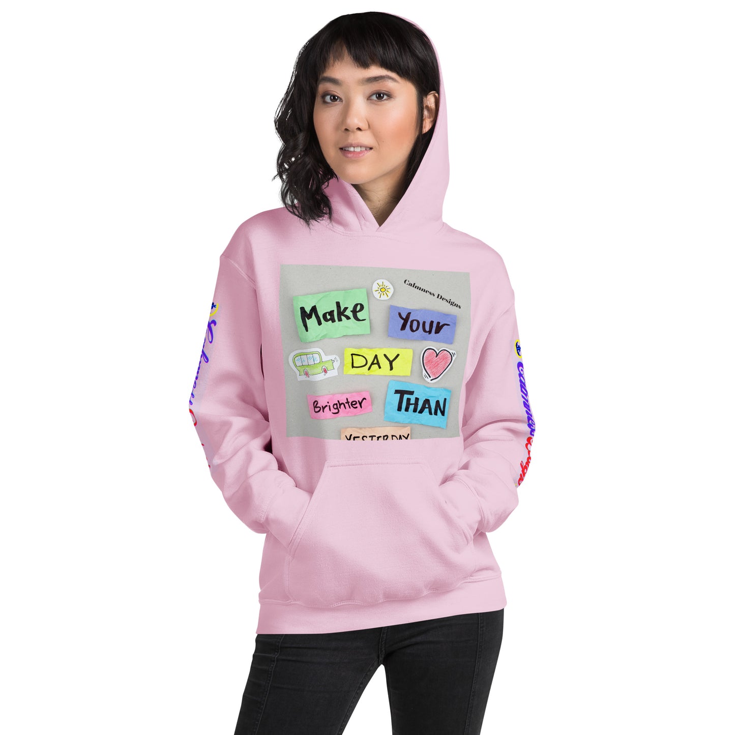 Make Your Day Brighter Than Yesterday, (BUS, HEART), Calmness Designs, Creative Designs, Unisex Hoodie
