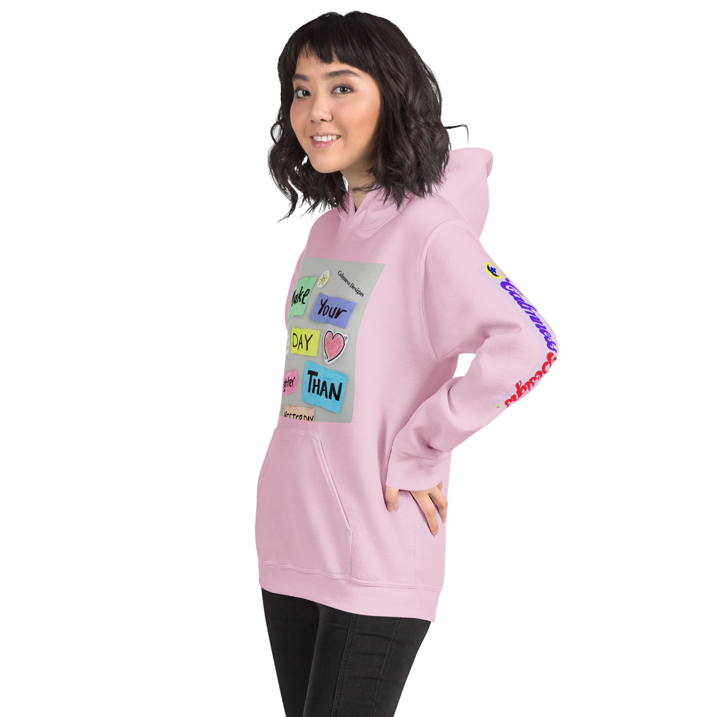 Make Your Day Brighter Than Yesterday, (BUS, HEART), Calmness Designs, Creative Designs, Unisex Hoodie