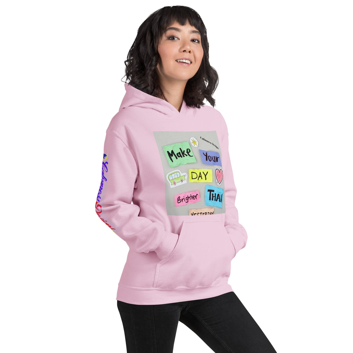 Make Your Day Brighter Than Yesterday, (BUS, HEART), Calmness Designs, Creative Designs, Unisex Hoodie