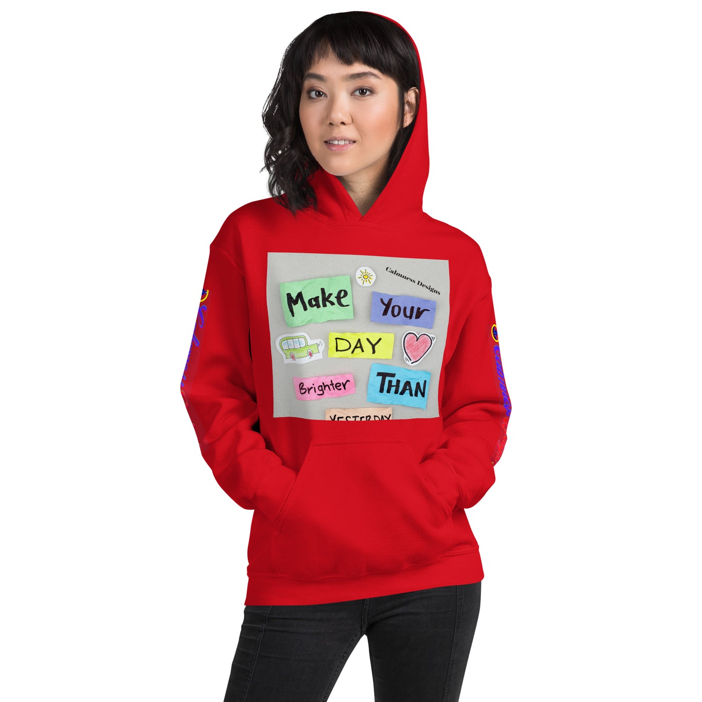 Make Your Day Brighter Than Yesterday, (BUS, HEART), Calmness Designs, Creative Designs, Unisex Hoodie