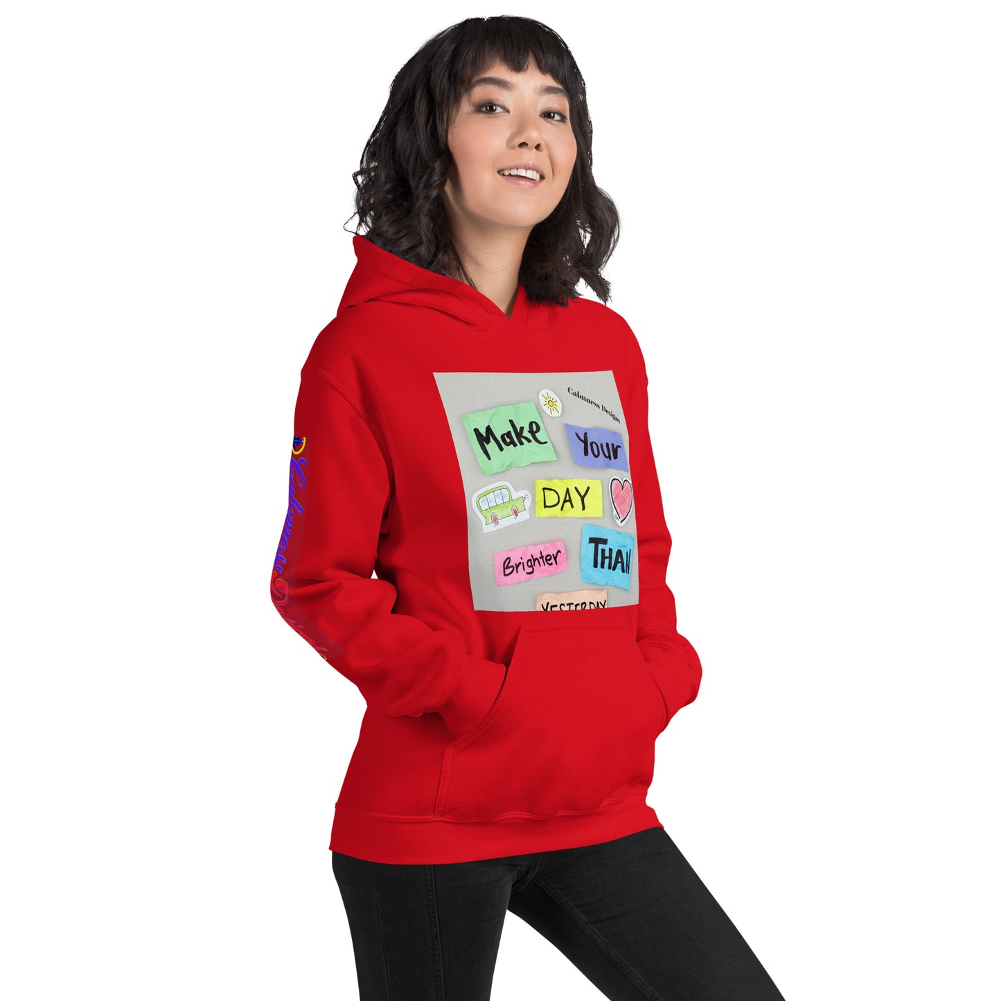 Make Your Day Brighter Than Yesterday, (BUS, HEART), Calmness Designs, Creative Designs, Unisex Hoodie