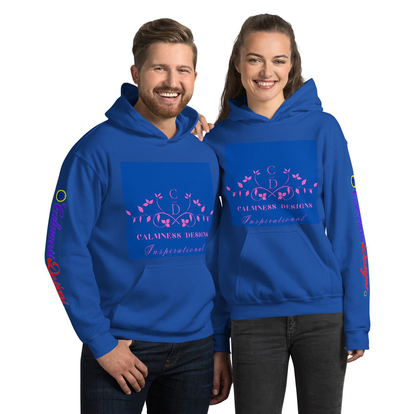 Ivory Pink Traditional Couple Monogram Wedding Logo, Calmness Designs, Creative Designs, Unisex Hoodie