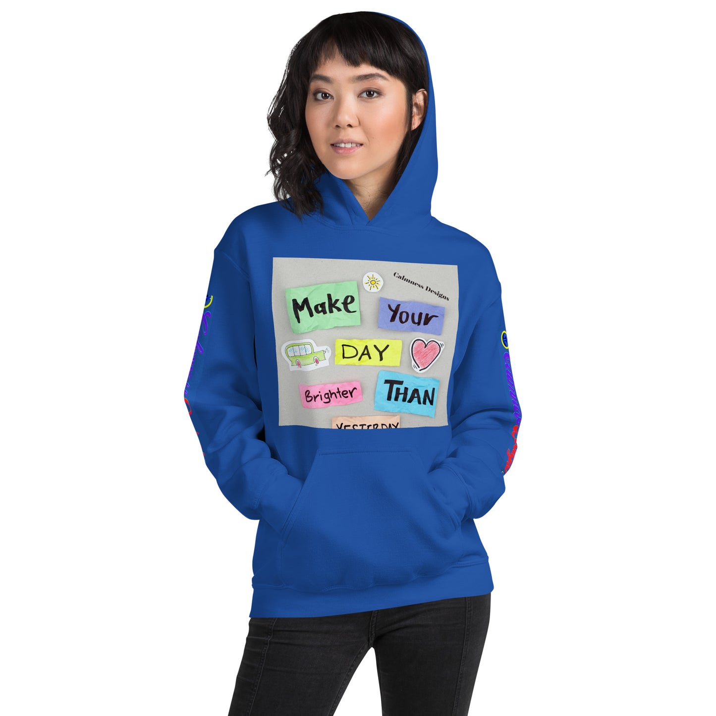 Make Your Day Brighter Than Yesterday, (BUS, HEART), Calmness Designs, Creative Designs, Unisex Hoodie