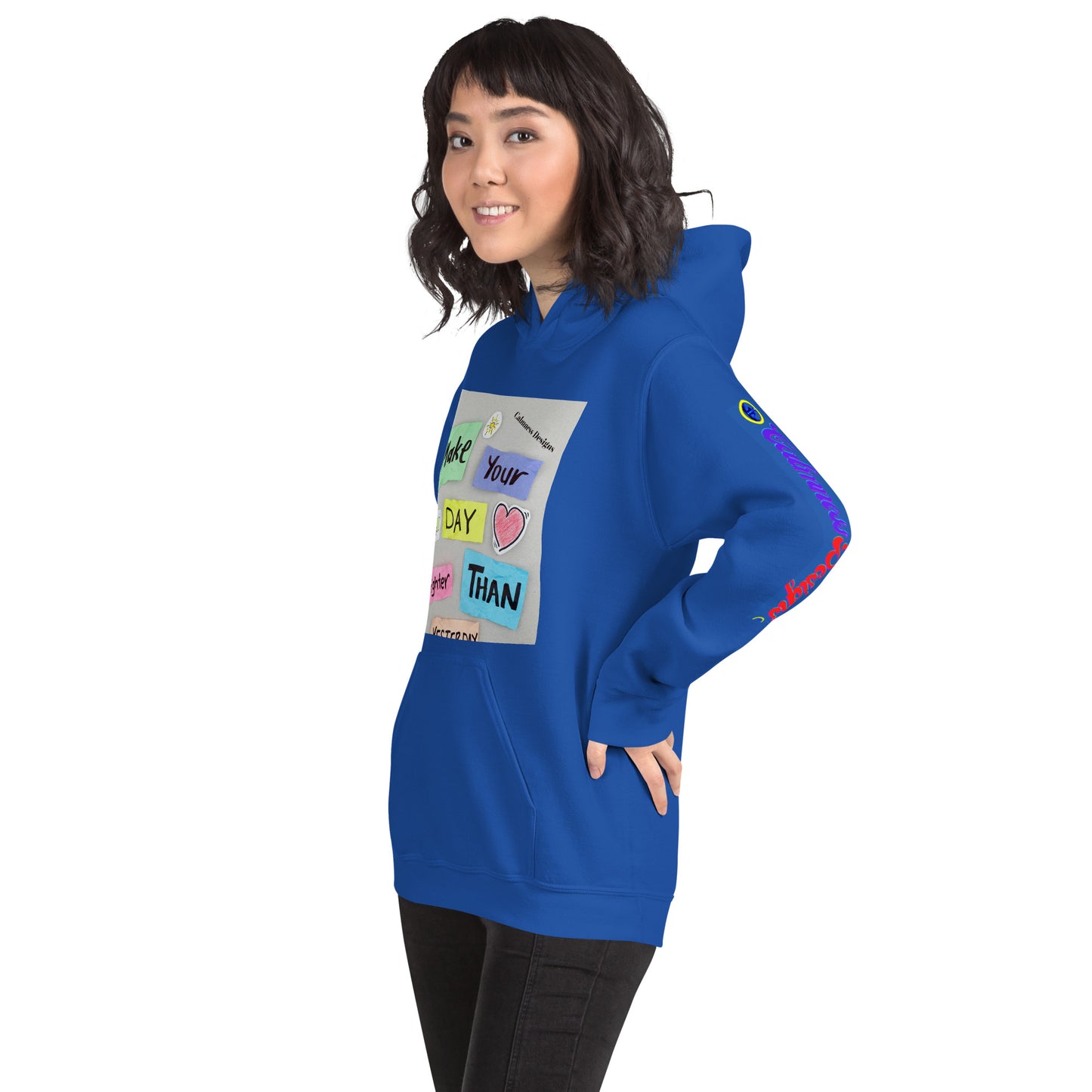 Make Your Day Brighter Than Yesterday, (BUS, HEART), Calmness Designs, Creative Designs, Unisex Hoodie