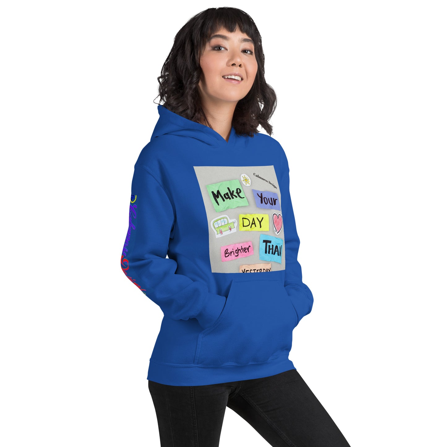 Make Your Day Brighter Than Yesterday, (BUS, HEART), Calmness Designs, Creative Designs, Unisex Hoodie