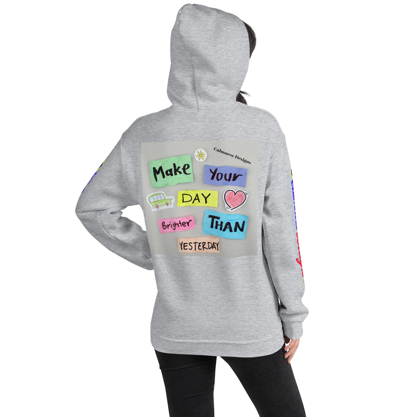 Make Your Day Brighter Than Yesterday, (BUS, HEART), Calmness Designs, Creative Designs, Unisex Hoodie