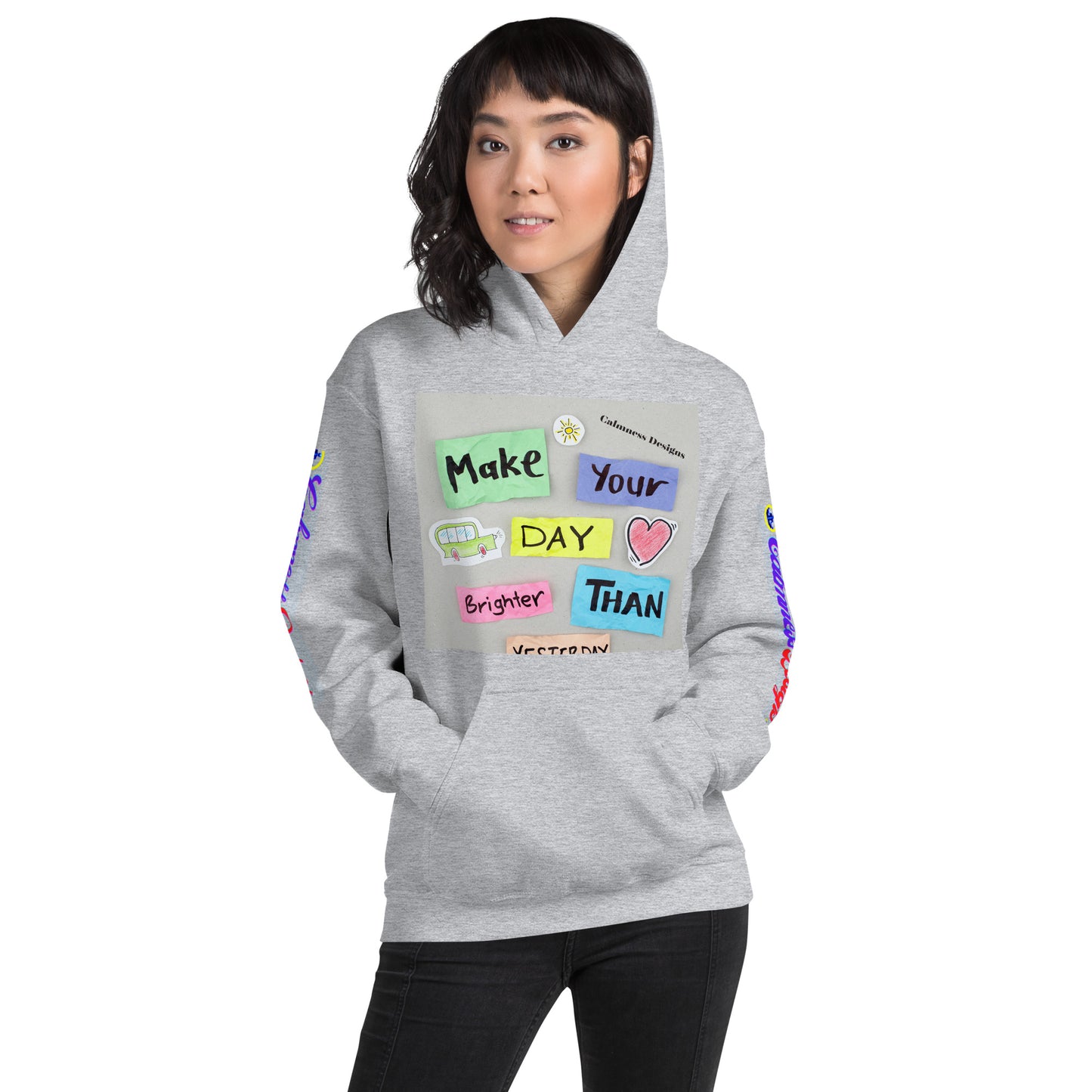 Make Your Day Brighter Than Yesterday, (BUS, HEART), Calmness Designs, Creative Designs, Unisex Hoodie