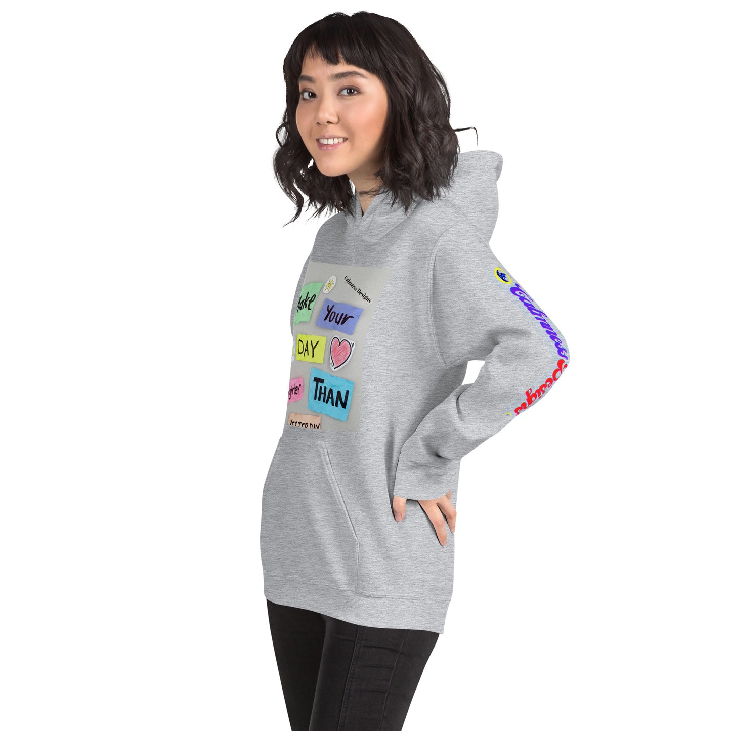 Make Your Day Brighter Than Yesterday, (BUS, HEART), Calmness Designs, Creative Designs, Unisex Hoodie