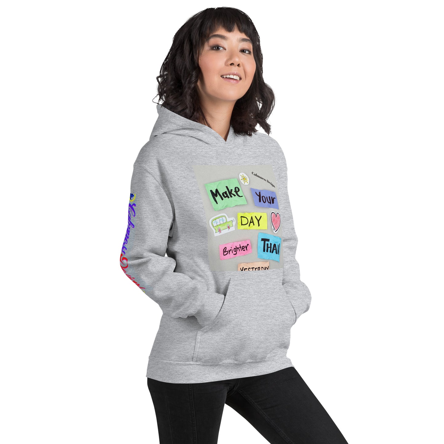 Make Your Day Brighter Than Yesterday, (BUS, HEART), Calmness Designs, Creative Designs, Unisex Hoodie