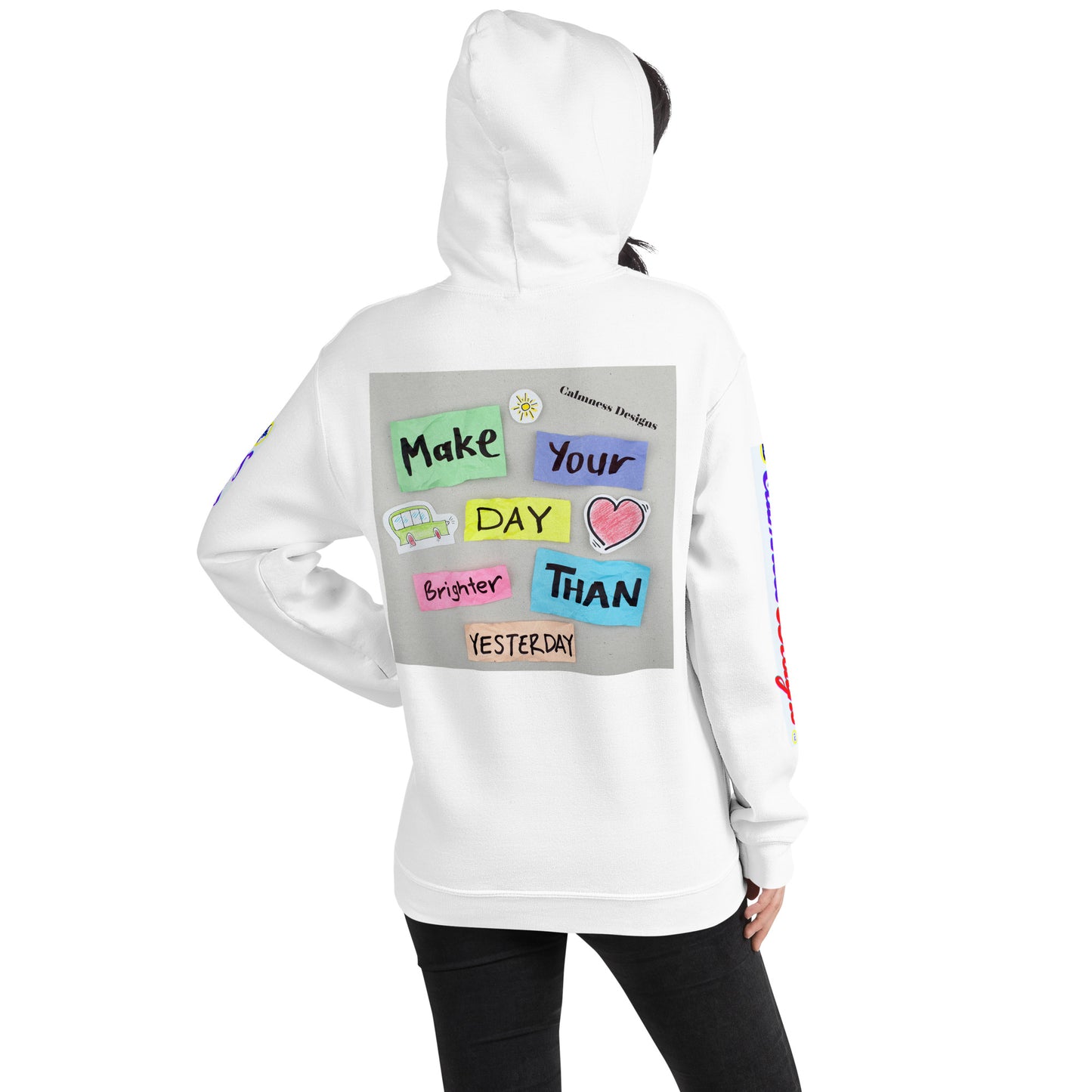 Make Your Day Brighter Than Yesterday, (BUS, HEART), Calmness Designs, Creative Designs, Unisex Hoodie