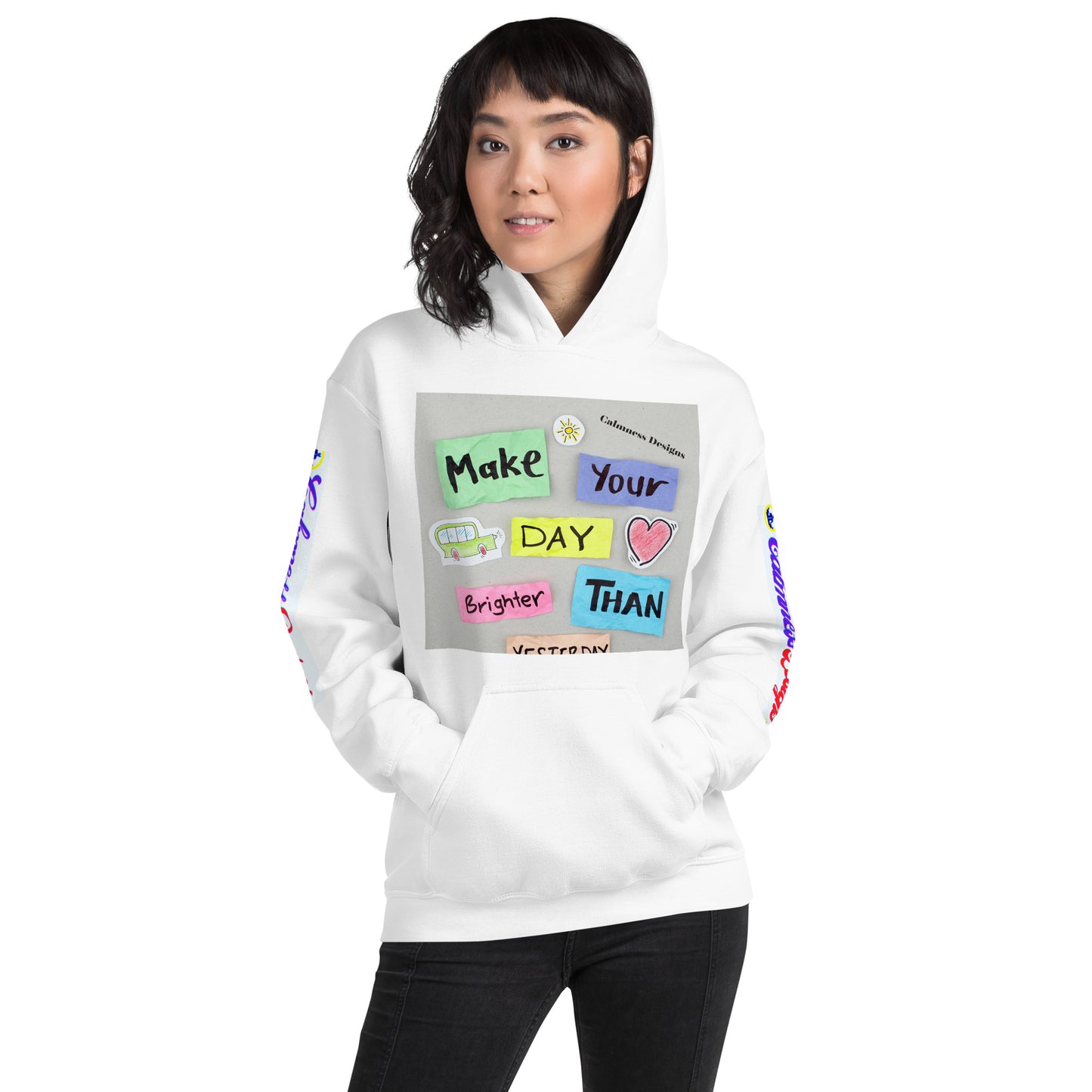 Make Your Day Brighter Than Yesterday, (BUS, HEART), Calmness Designs, Creative Designs, Unisex Hoodie