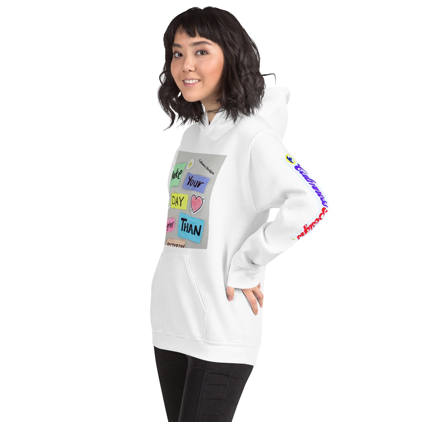 Make Your Day Brighter Than Yesterday, (BUS, HEART), Calmness Designs, Creative Designs, Unisex Hoodie