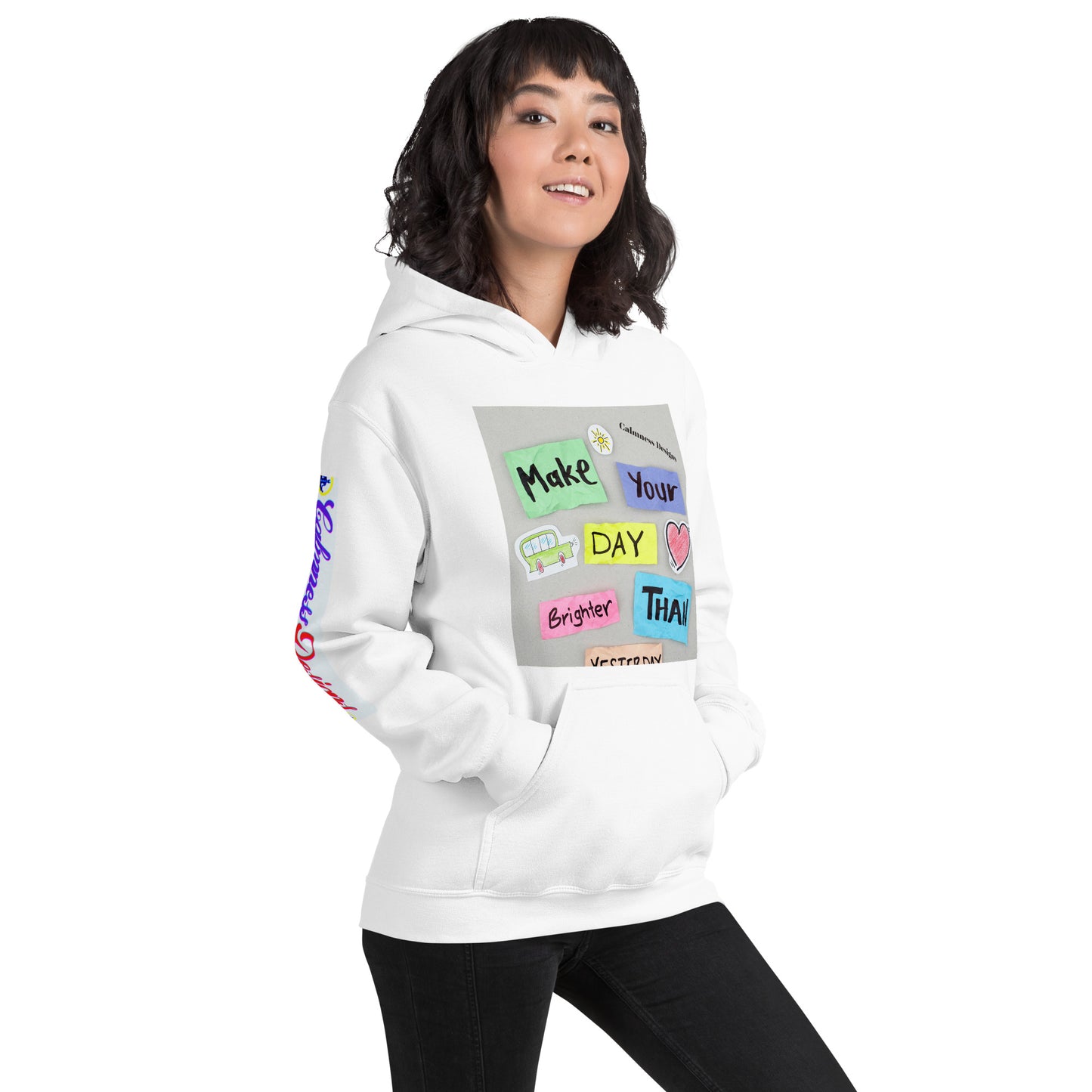Make Your Day Brighter Than Yesterday, (BUS, HEART), Calmness Designs, Creative Designs, Unisex Hoodie