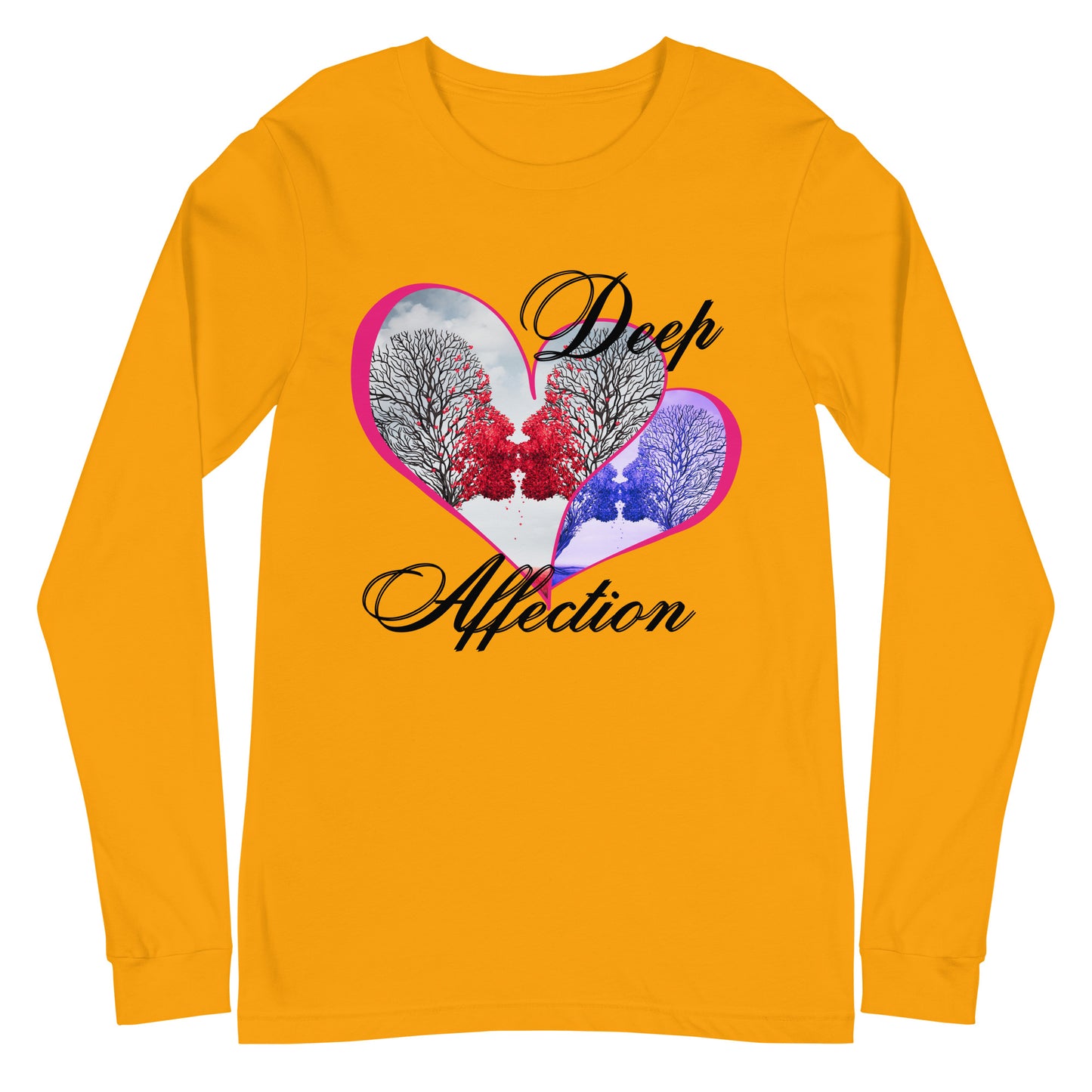 Love Therapy, Couple Kissing Hearts, Deep Affection, Calmness Designs Unisex Long Sleeve Tee