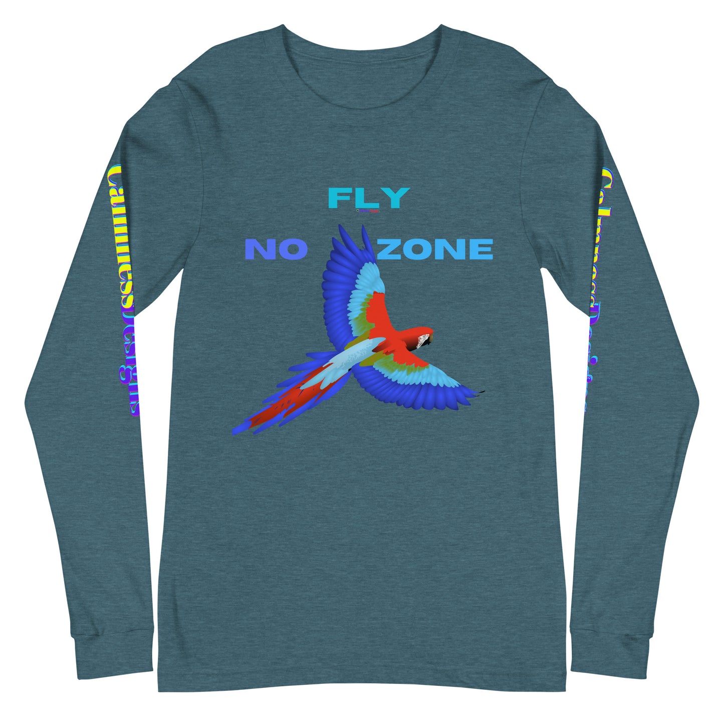 No Fly Zone, Beautiful Parrot Colorful, Flying, Calmness Designs, Unisex Long Sleeve Tee