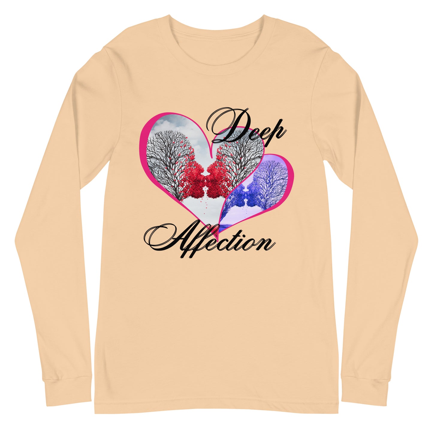 Love Therapy, Couple Kissing Hearts, Deep Affection, Calmness Designs Unisex Long Sleeve Tee