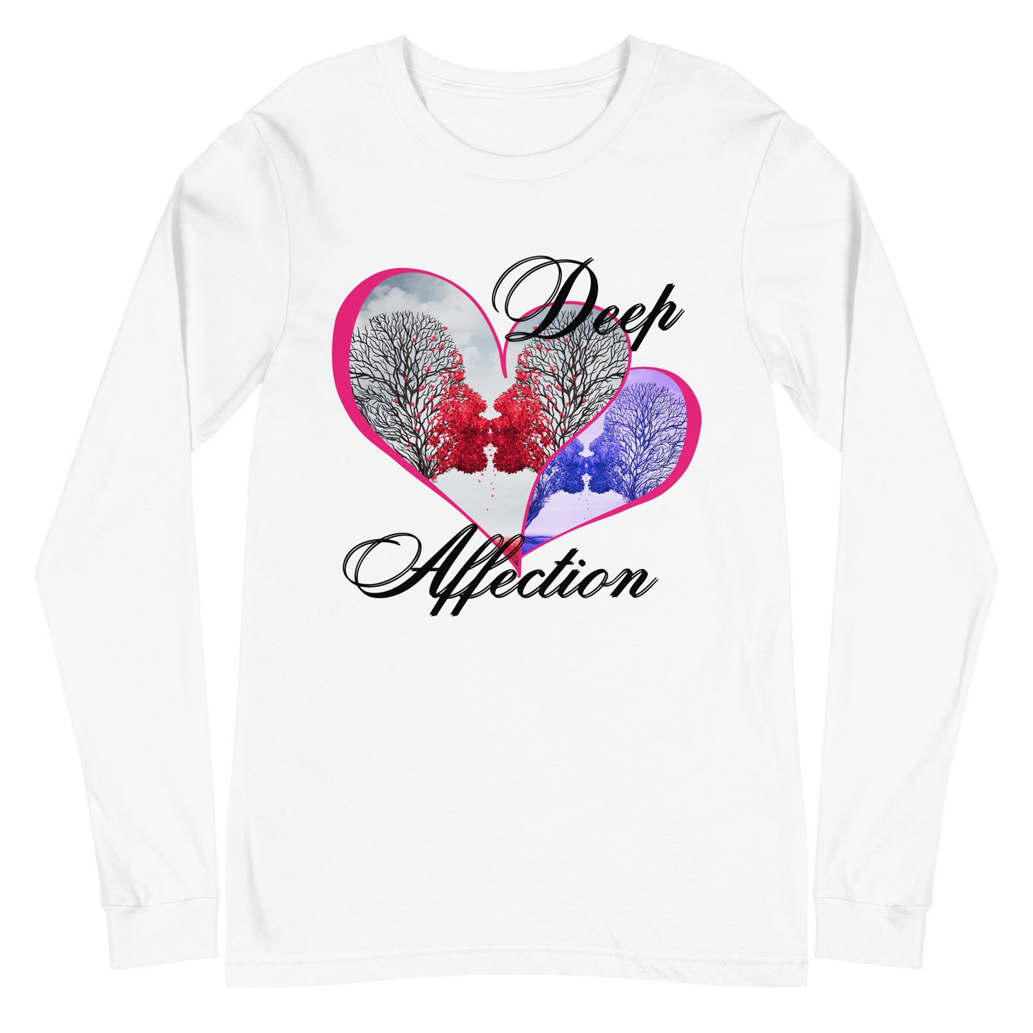 Love Therapy, Couple Kissing Hearts, Deep Affection, Calmness Designs Unisex Long Sleeve Tee