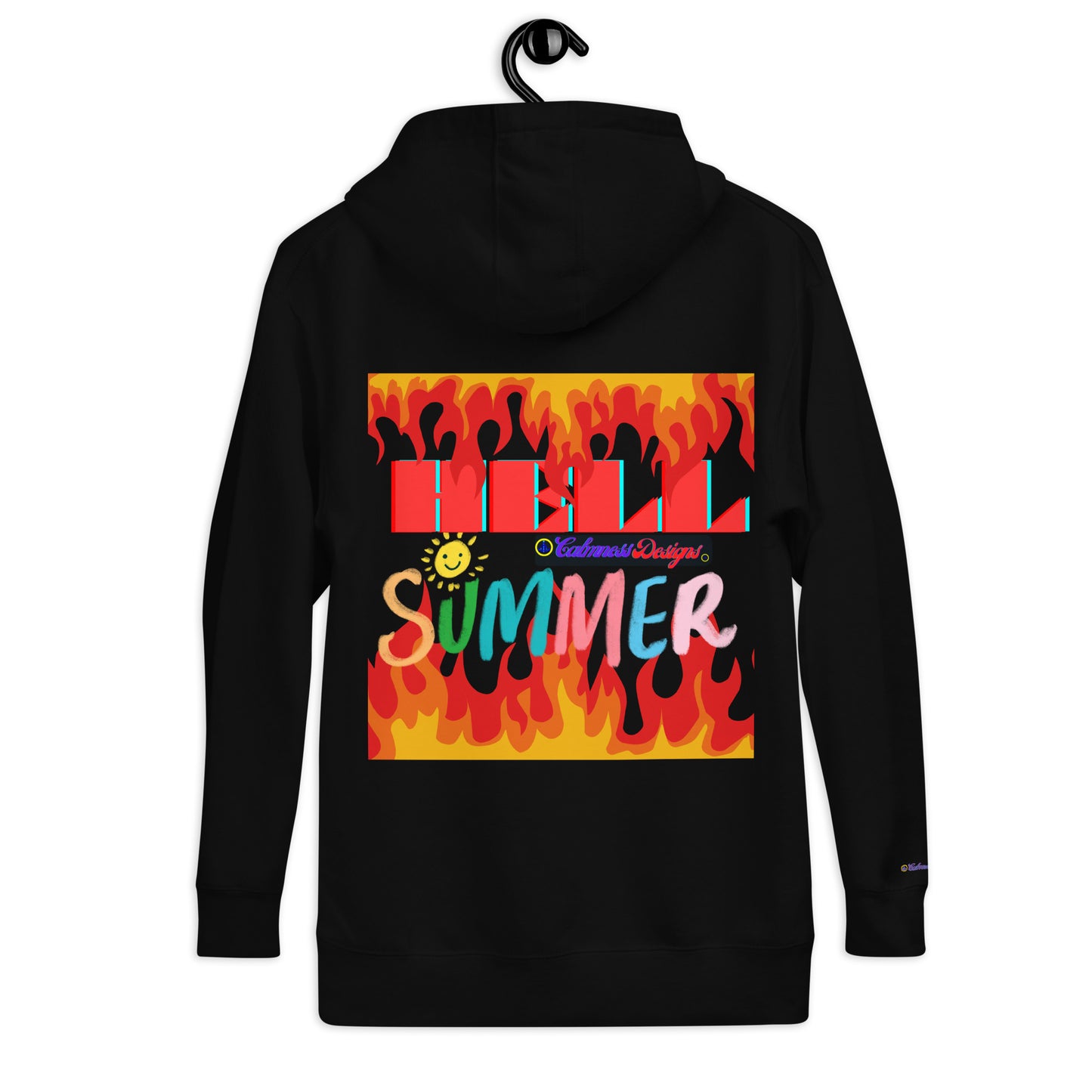 Fire Flame, Summer-Sunshine Face, HELL SUMMER, CALMNESS DESIGNS, Creative Designer's, Unisex Hoodie