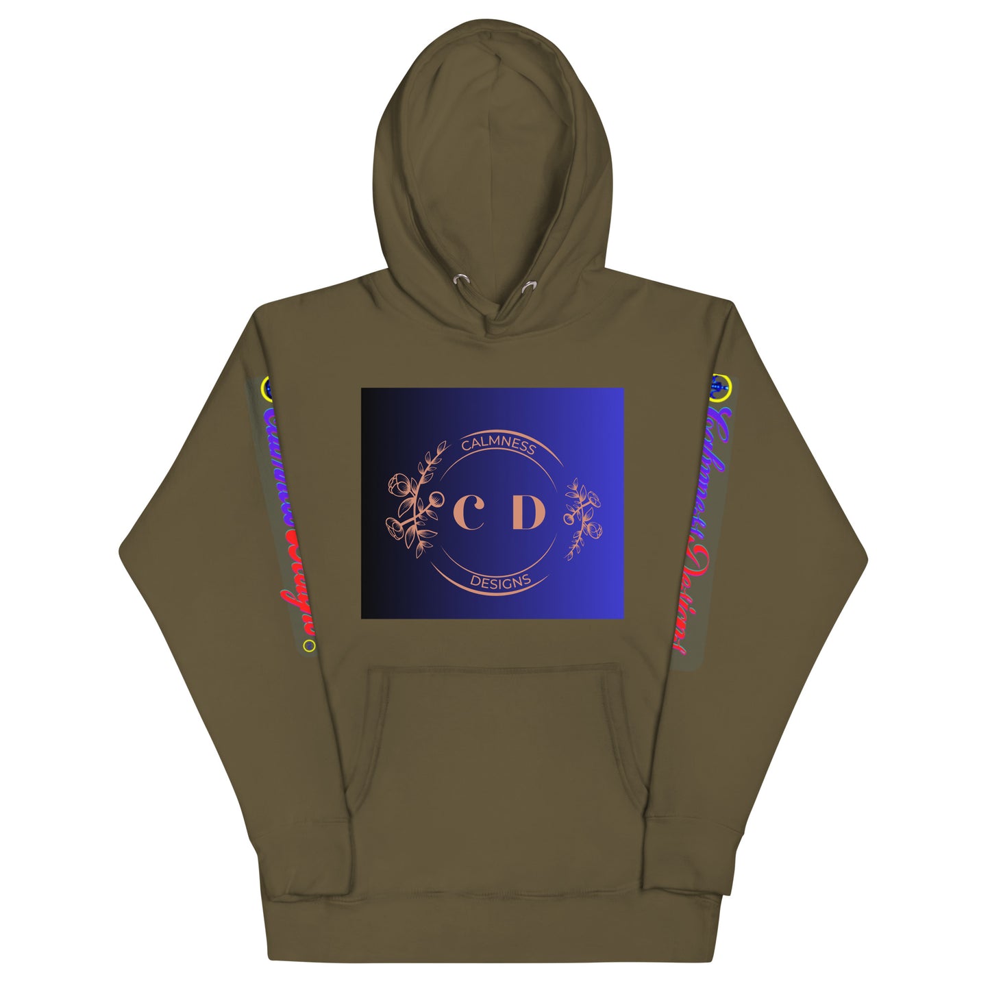 Rose Gold Monogram Floral Flowers, (C D) Calmness Designs, Creative Designs, Unisex Hoodie