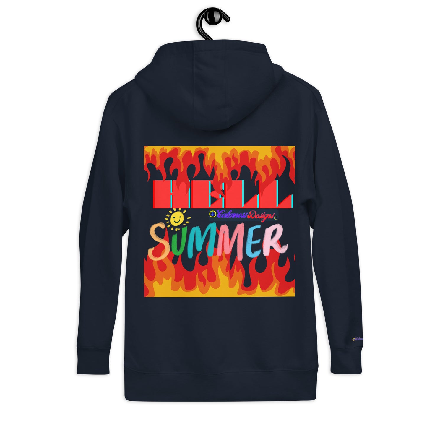 Fire Flame, Summer-Sunshine Face, HELL SUMMER, CALMNESS DESIGNS, Creative Designer's, Unisex Hoodie