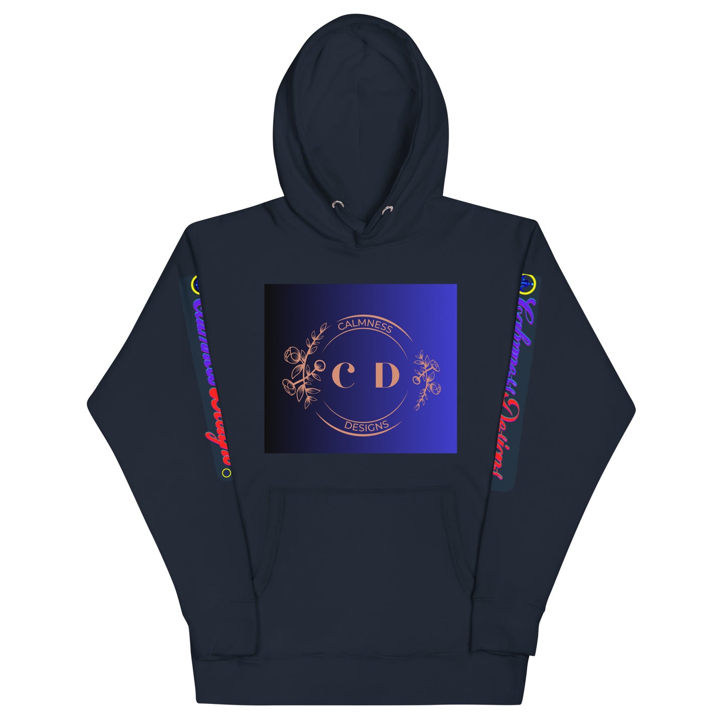 Rose Gold Monogram Floral Flowers, (C D) Calmness Designs, Creative Designs, Unisex Hoodie