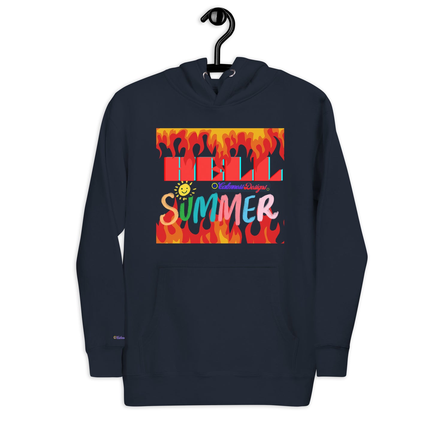 Fire Flame, Summer-Sunshine Face, HELL SUMMER, CALMNESS DESIGNS, Creative Designer's, Unisex Hoodie